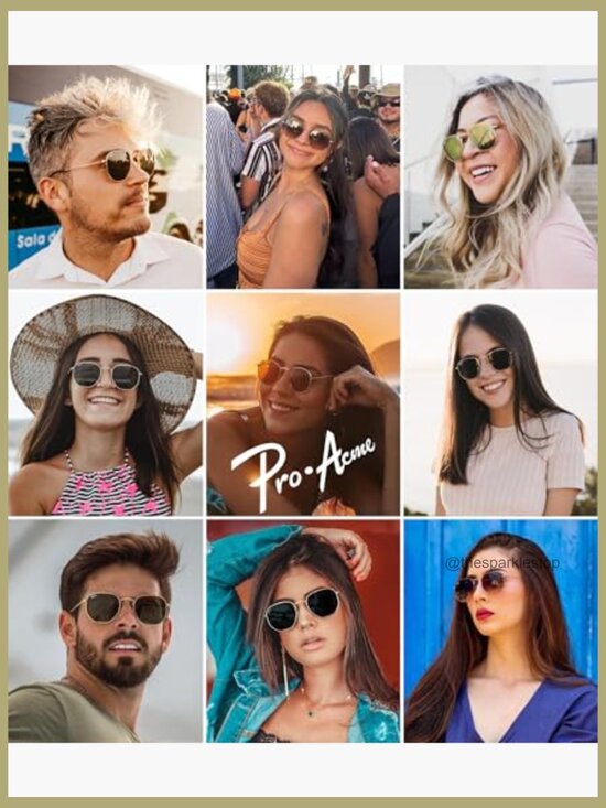 Real Glass Lens Hexagonal Frame Sunglasses with UV400 Protection main image 7